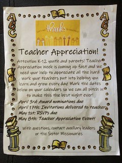 Teacher appreciation Lincolnton Ward