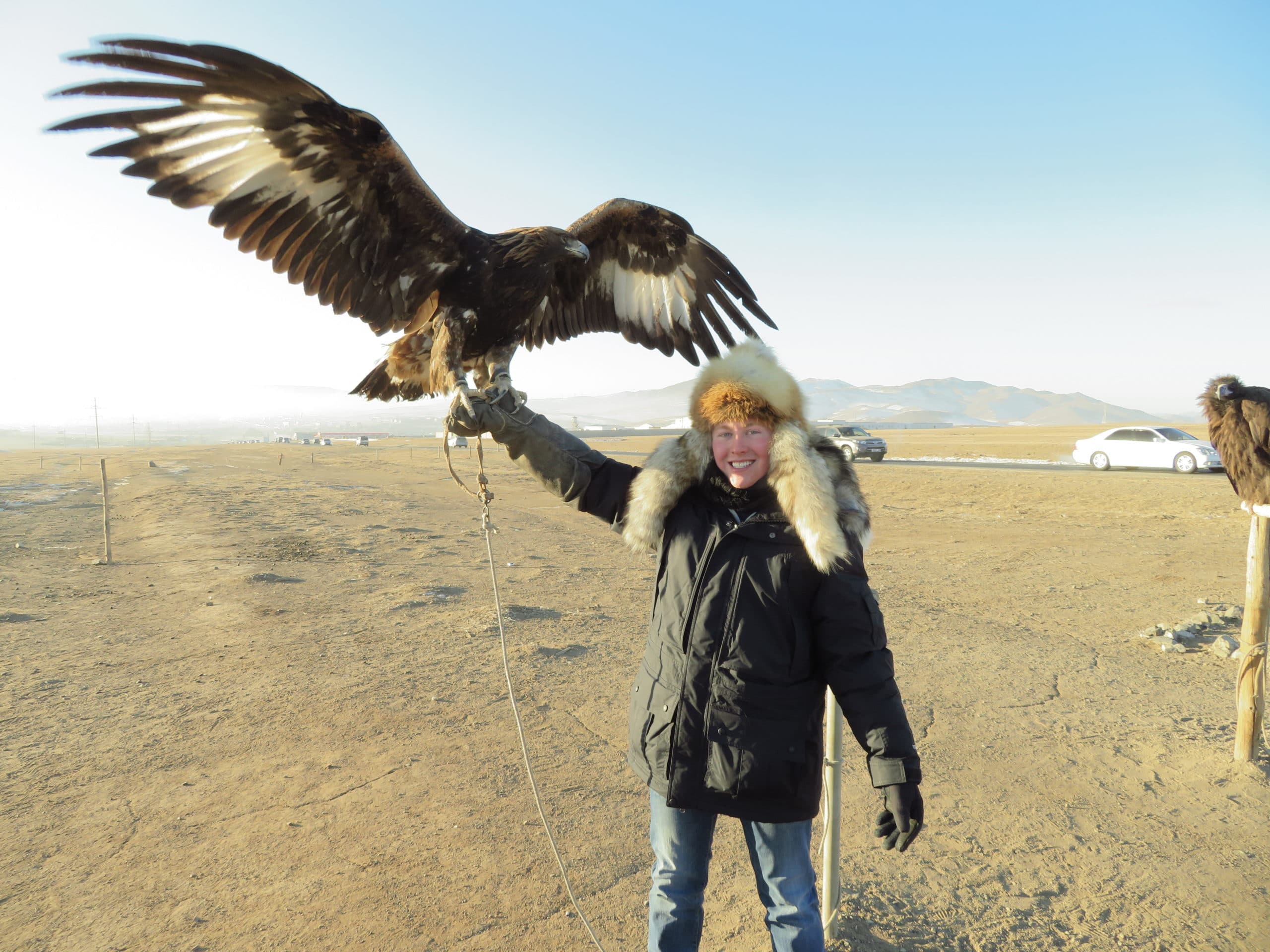 Dalton Lutz with Mongolian Eagle